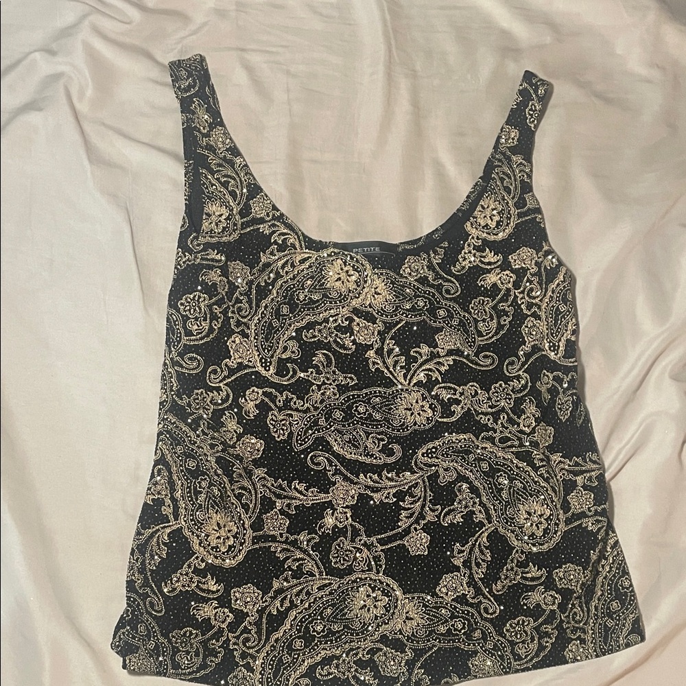 Alex Evenings Black and Cream Paisley Camisole